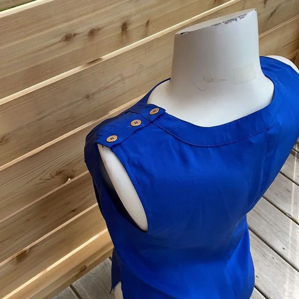 Tina Turk cobalt blue gold button detail blouse - Picture 3 of 8